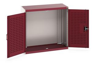 40013014.** cubio cupboard with louvre doors. WxDxH: 1050x525x1000mm. RAL 7035/5010 or selected